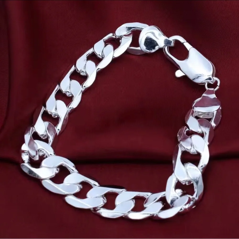 Sterling Silver Curb Chain Bracelet for Men
